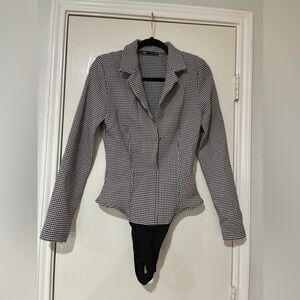 Zara Black and White Checkered Blazer
